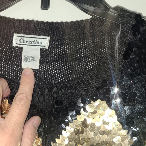 Black & Gold Sequined Sweater - Picture 3 of 5